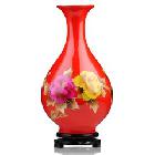 景德镇陶瓷器 中国红牡丹麦秆花瓶摆设 现代时尚家饰客厅摆件